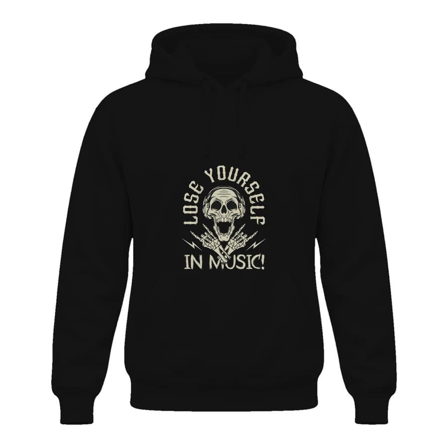 Hoodie — Musique · Onde sonore — Devant — Noir