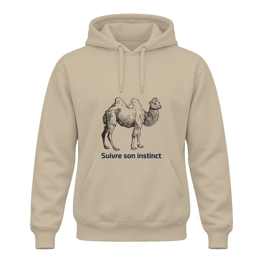 Hoodie — Chameau · Gravure vintage — Devant — Beige